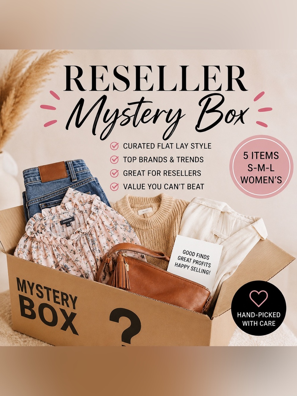 Women’s Reseller Mystery Box 5 Items S M L Boutique Trendy Mixed Clothing Bundle
